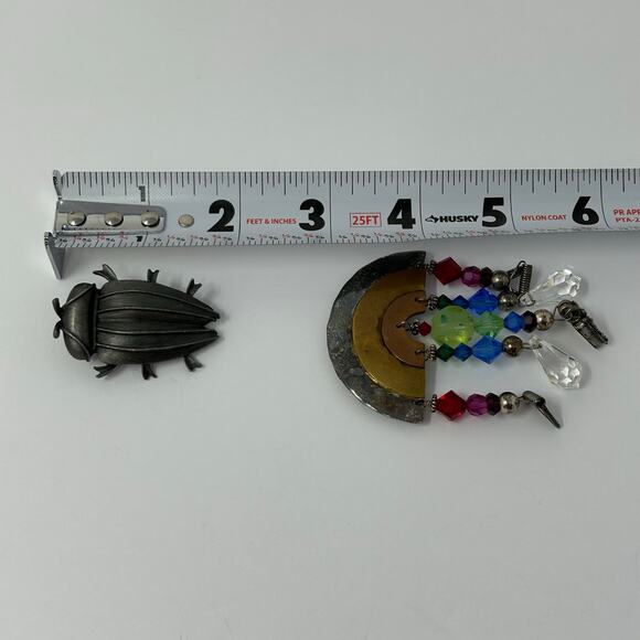 Lot 4 Vintage Brooches Pins Costume Jewelry Rainbow Beetle Butterfly Faux Pearl - Picture 6 of 7